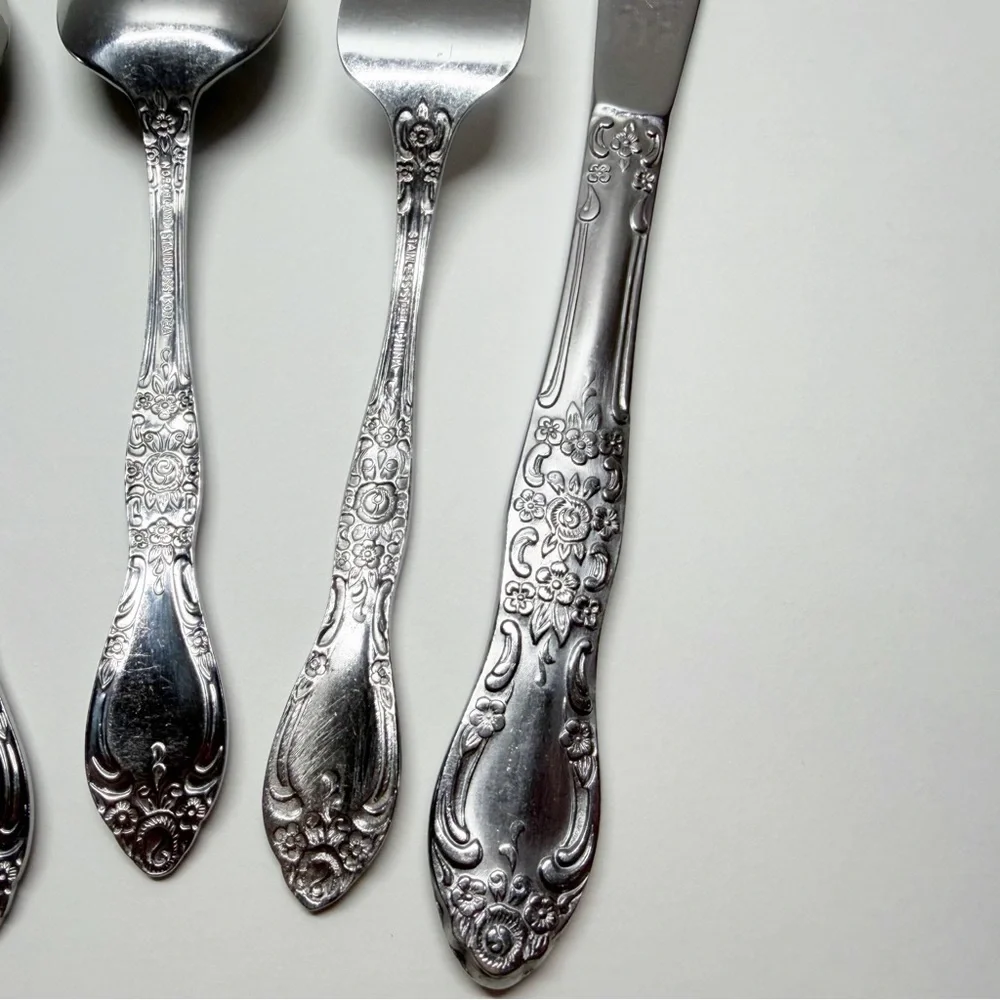 Vintage Northland Stainless Carolina Floral Flatware Korea
